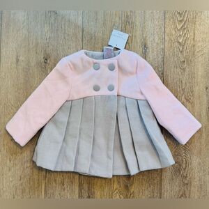 NWT Baby Girl Tahari Pink Gray Lined Dress Coat Size 3-6 Months